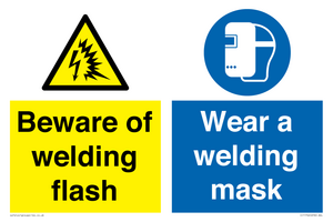 Beware of welding flash - Wear a welding mask